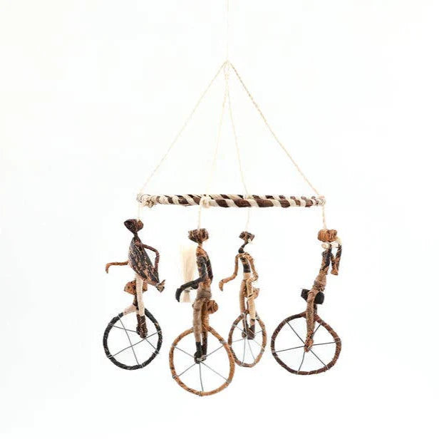 Handmade Banana Leaf & Sisal Unicycle Mobile