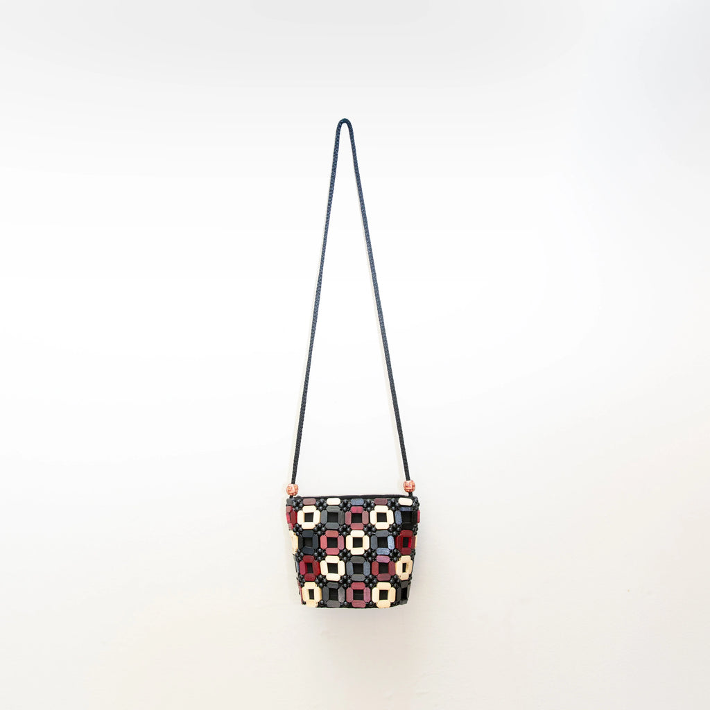 Wooden Square Crossbody Purse in Natural