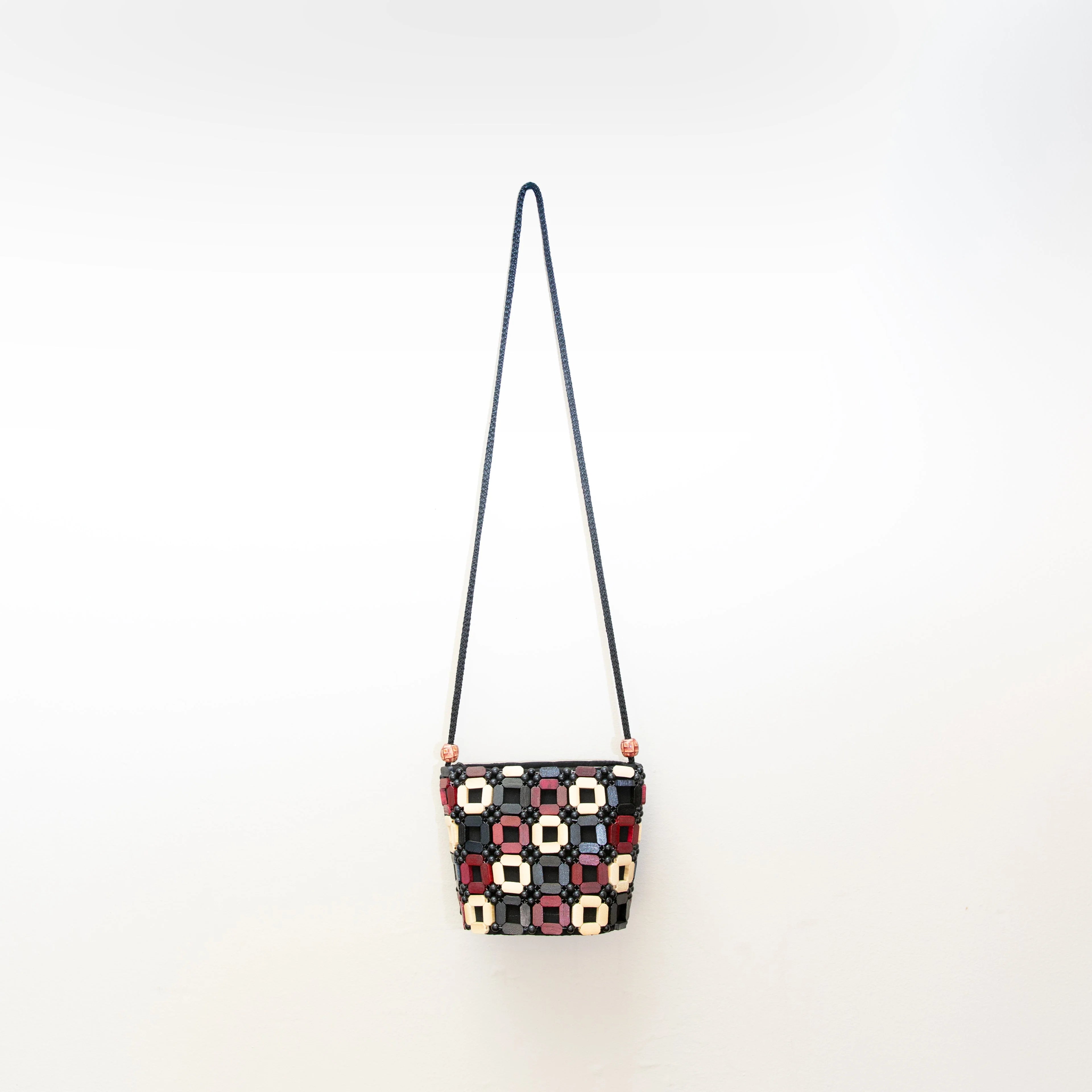 Wooden Square Crossbody Purse in Natural