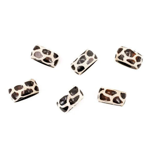 Black and White Batik Bone Napkin Rings, Set of 6