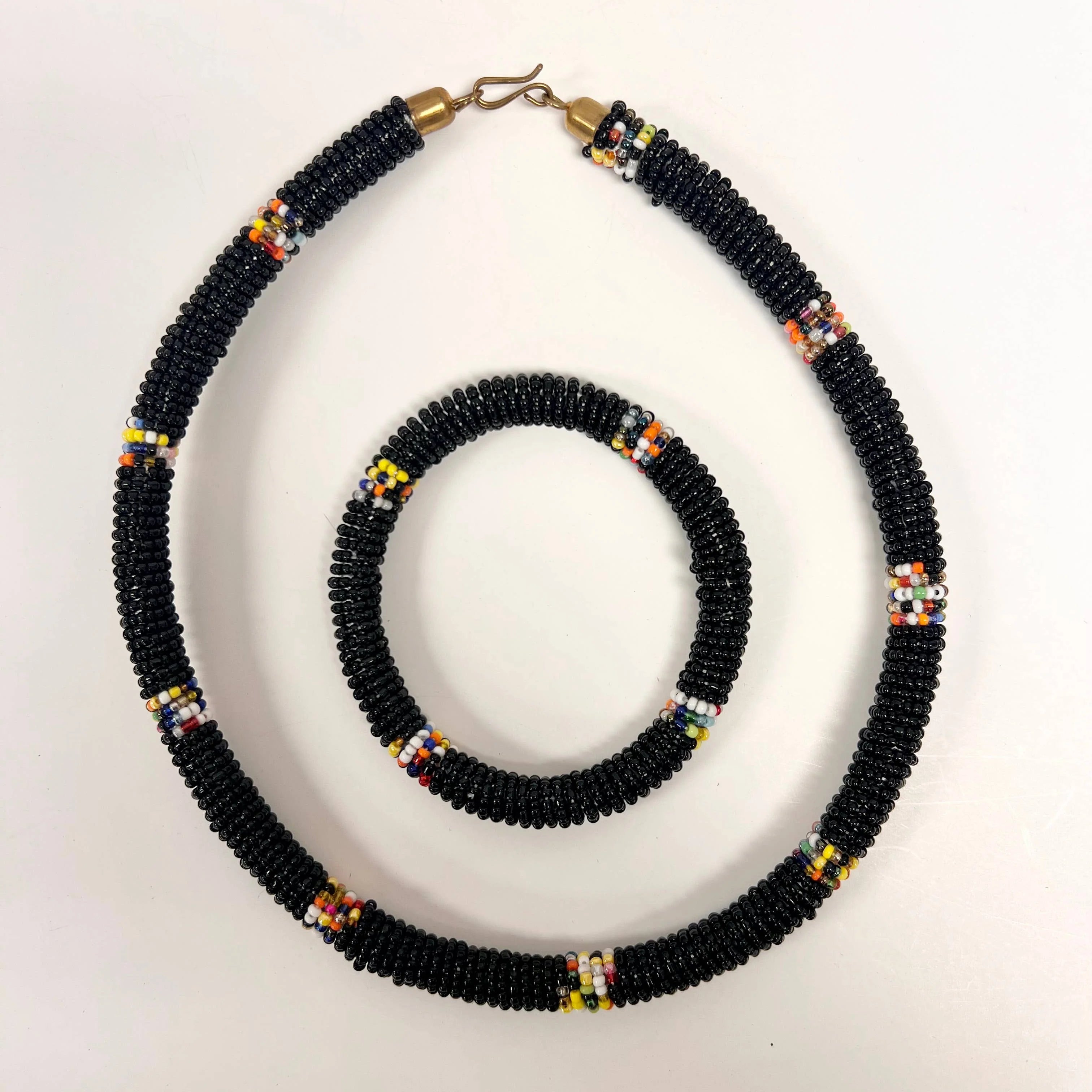 Maasai Beaded Necklace and Bracelet Set