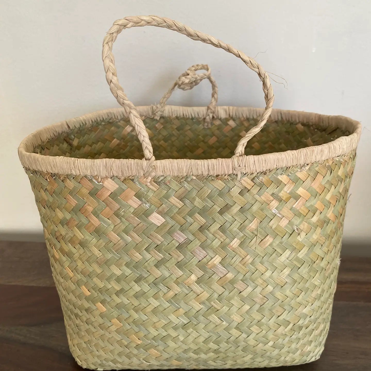 Natural Oval Kikapu Vegan Palm Tote Basket