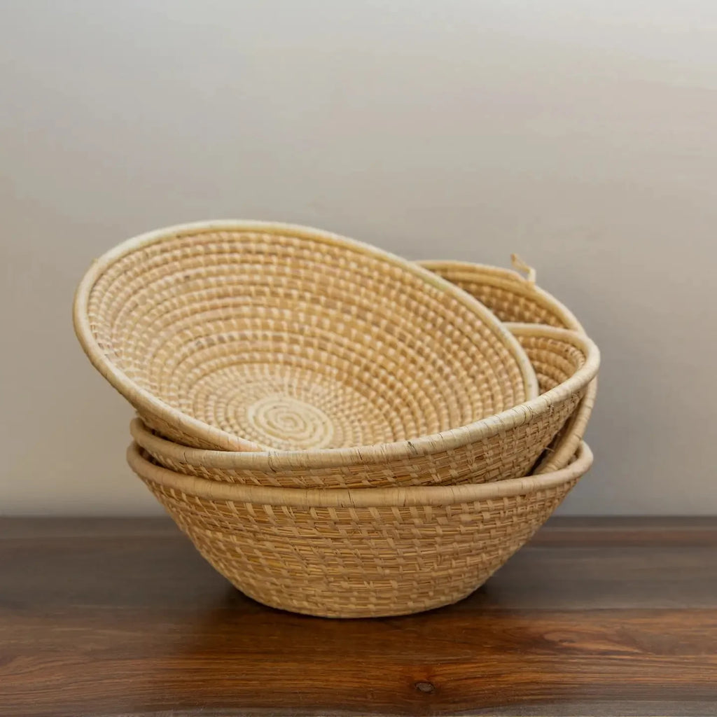 Natural Tone Raffia Fruit Basket