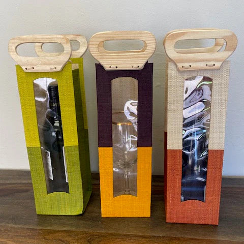 Wine Tote Carrier, Raffia