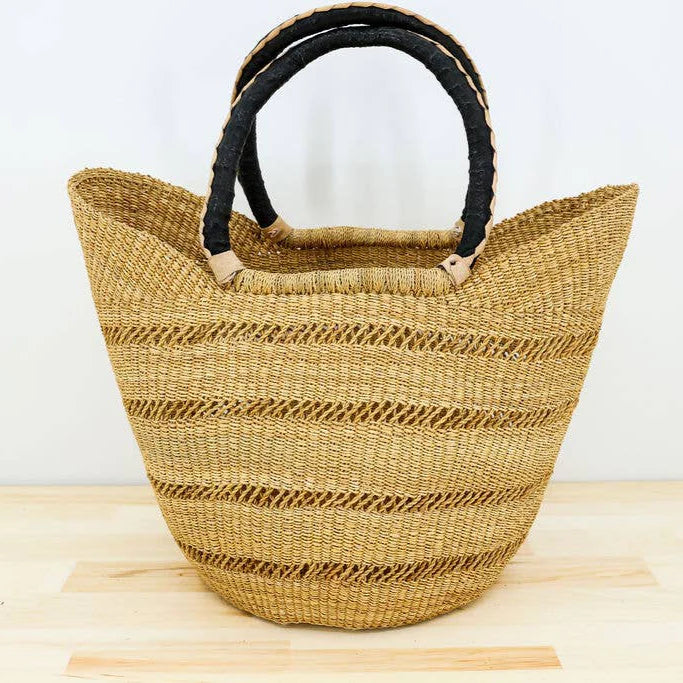 U-Shopper Tote Basket Bag, Natural Open Weave