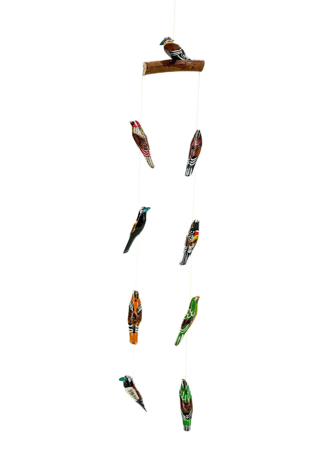 Hand-Painted Wooden Bird Mobile
