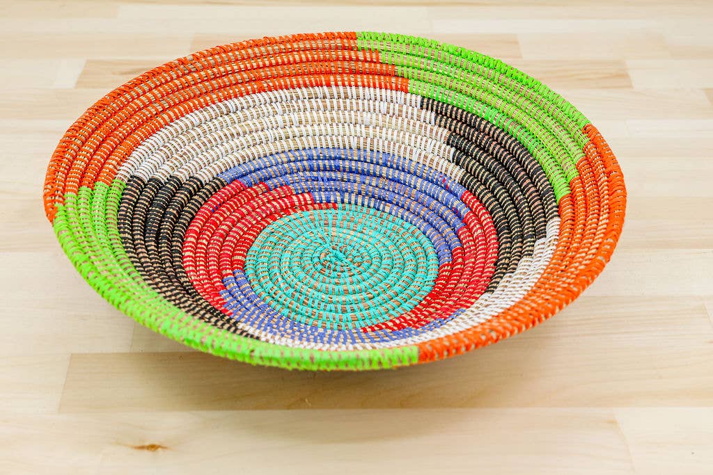 Handwoven African Sweetgrass Basket – Multicolor