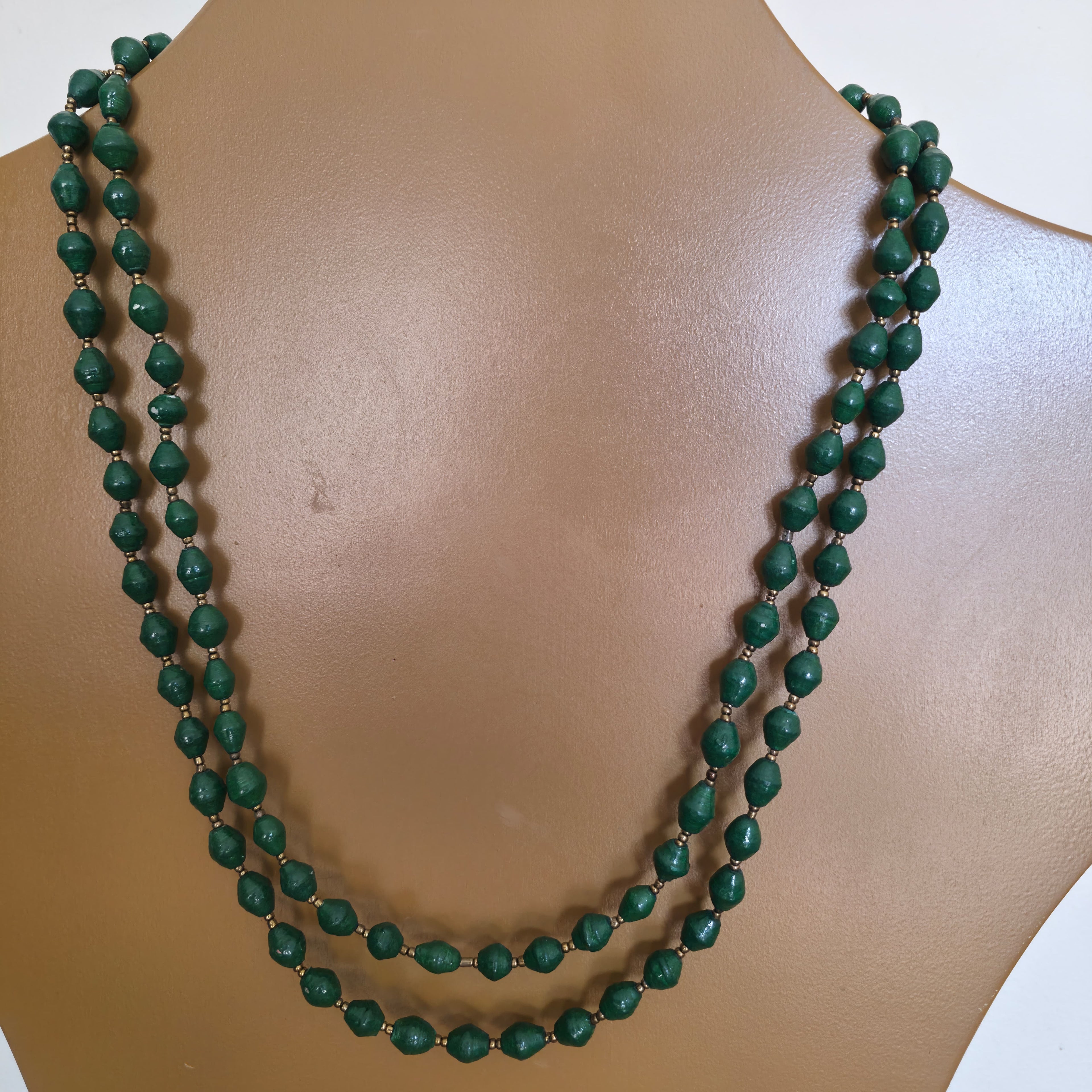 Fair Trade Paper Mache Solid Color Necklace – Set of 6, Handmade from Up-cycled Magazine Paper