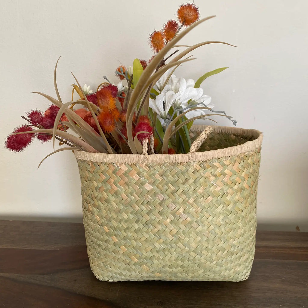Natural Oval Kikapu Vegan Palm Tote Basket