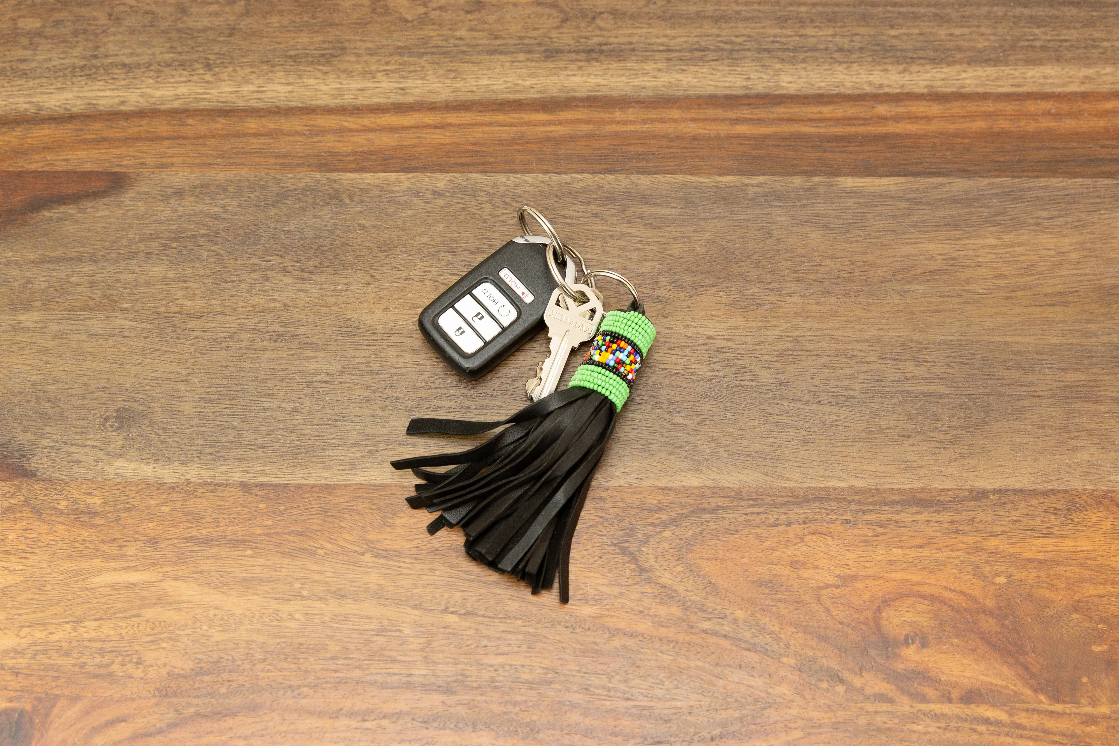 Beaded Leather Keychains, Set of 6