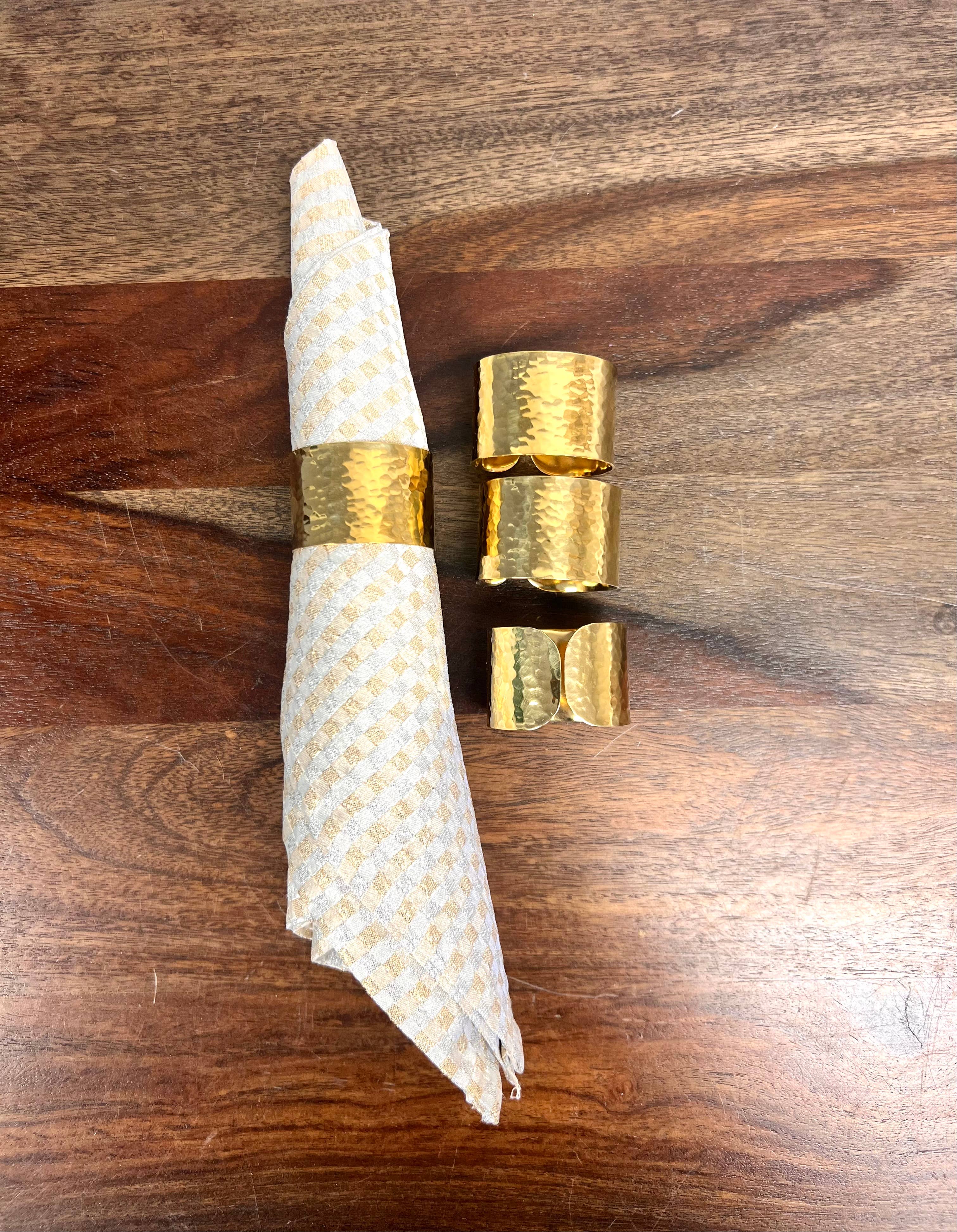 Fair Trade Recycled Brass Napkin Rings, Set of 4