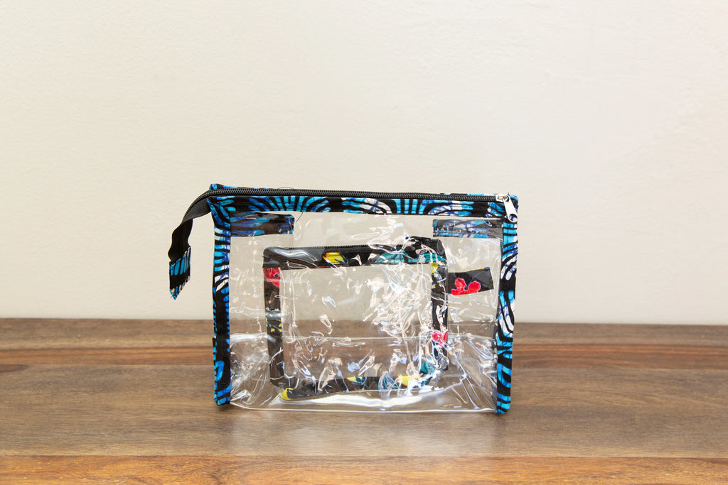 Patchwork Trimmed Clear Cosmetic Bag