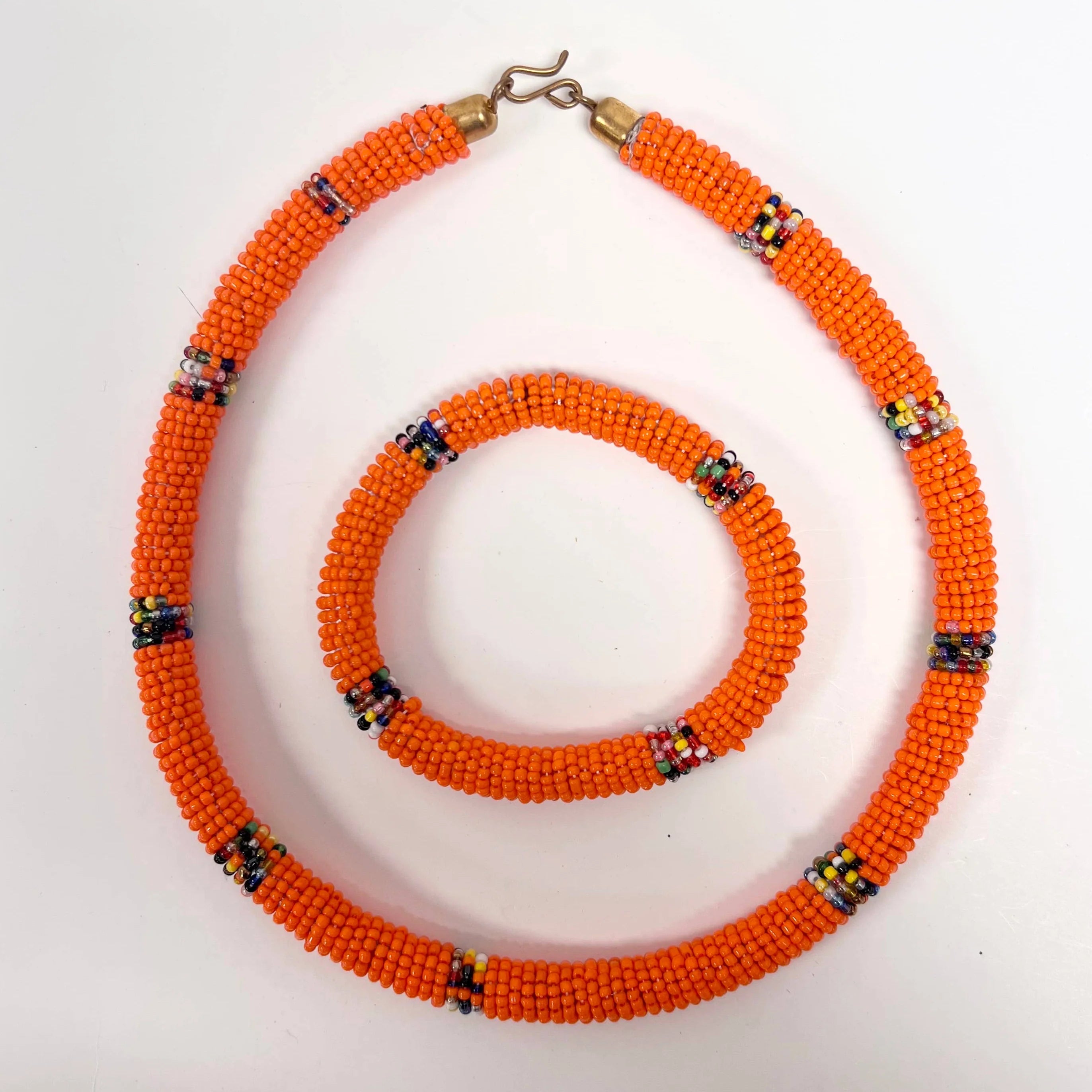 Maasai Beaded Necklace and Bracelet Set