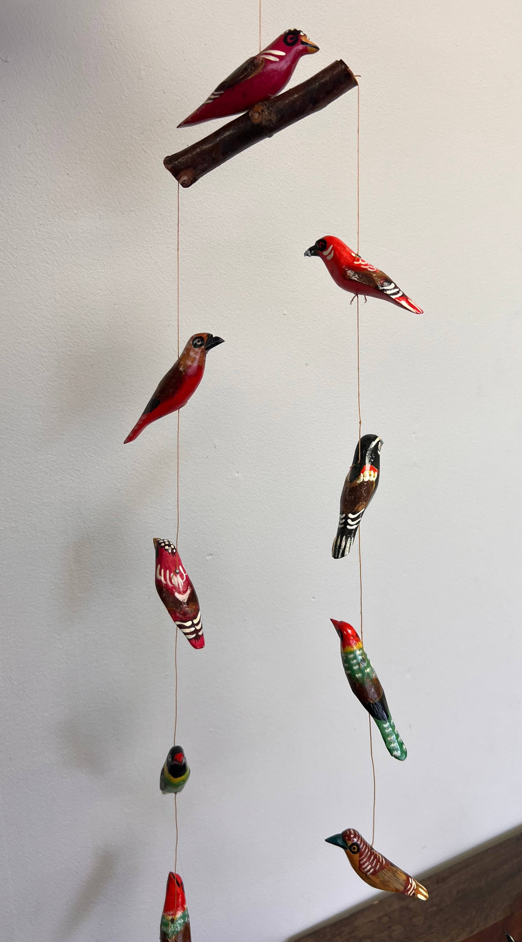Hand-Painted Wooden Bird Mobile