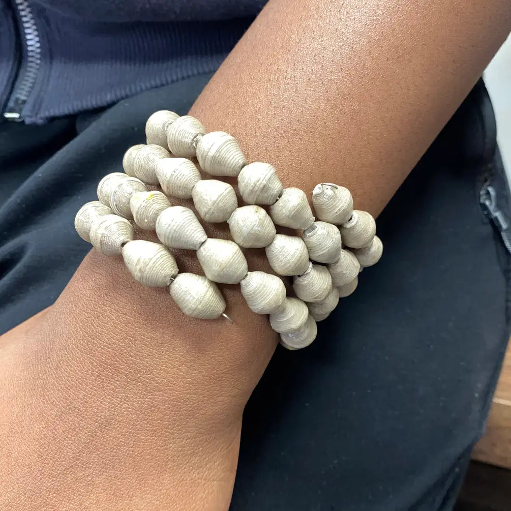 Solid Color Fair Trade Paper Mache Bracelet Set of 6 – Handcrafted from Up-cycled Magazine Paper