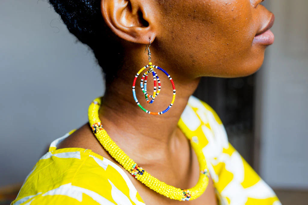 Beaded Hoop Earrings, Set of 6