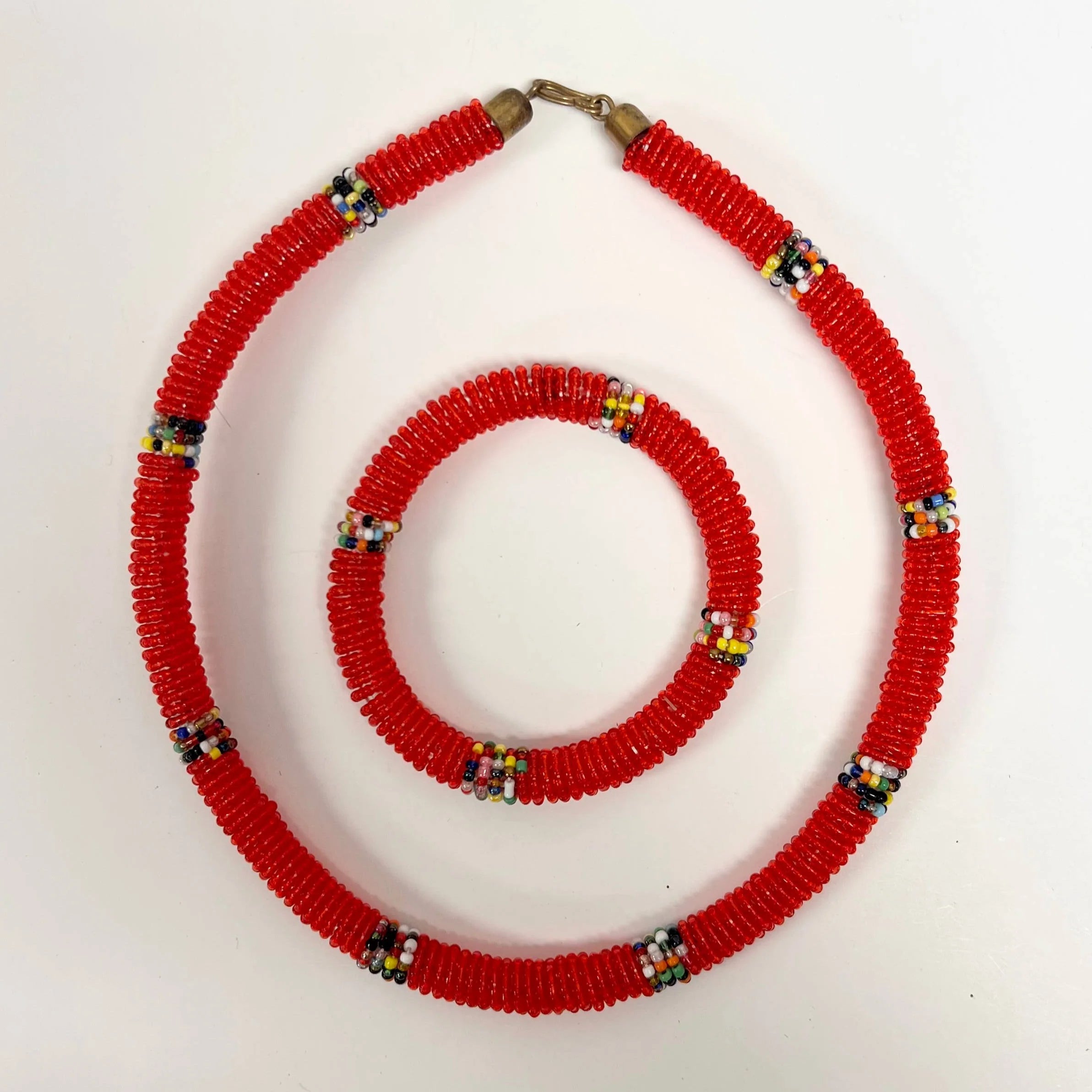 Maasai Beaded Necklace and Bracelet Set