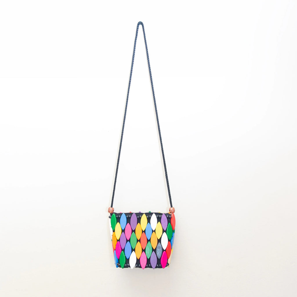 Wooden Leaf Crossbody Purse in Multicolor