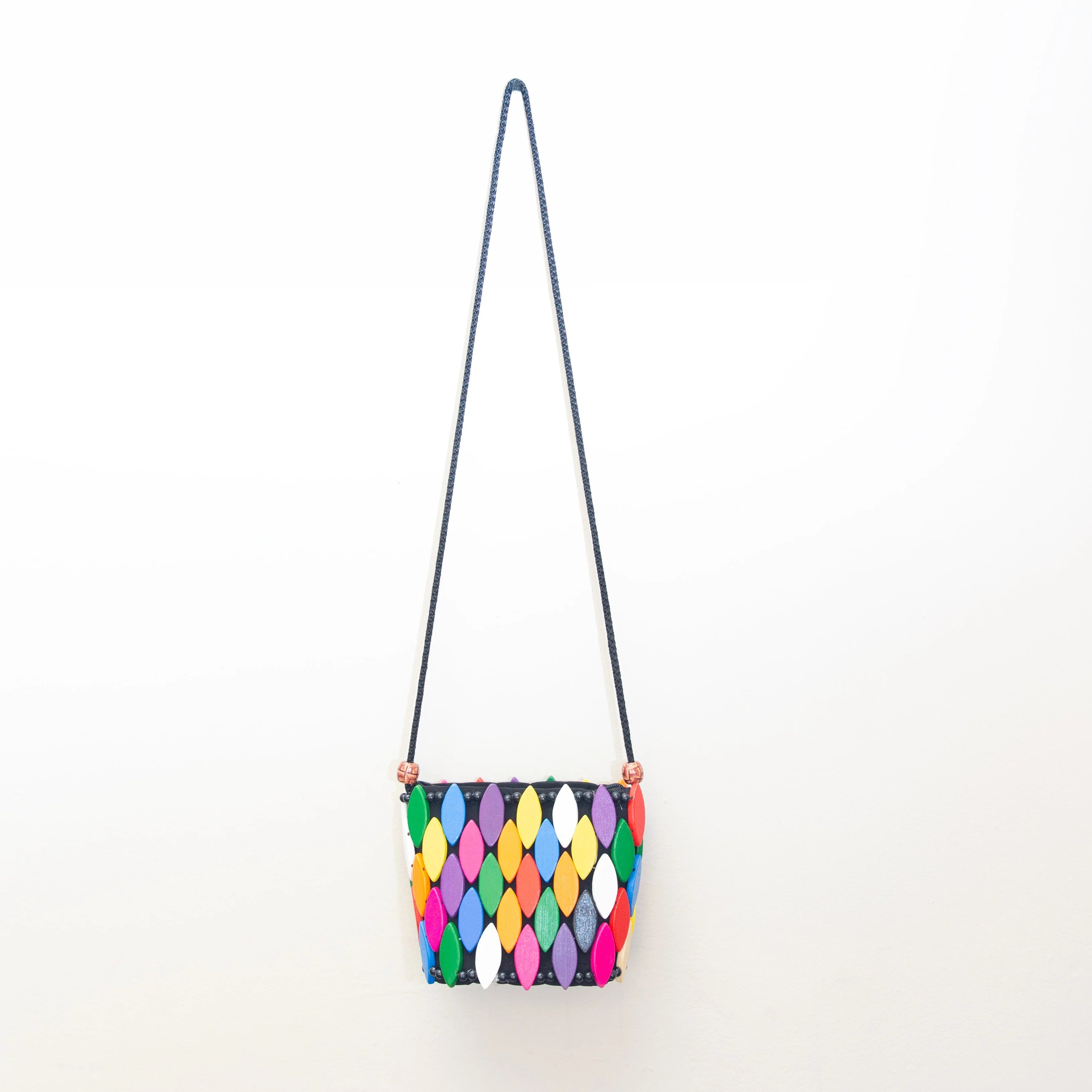 Wooden Leaf Crossbody Purse in Multicolor