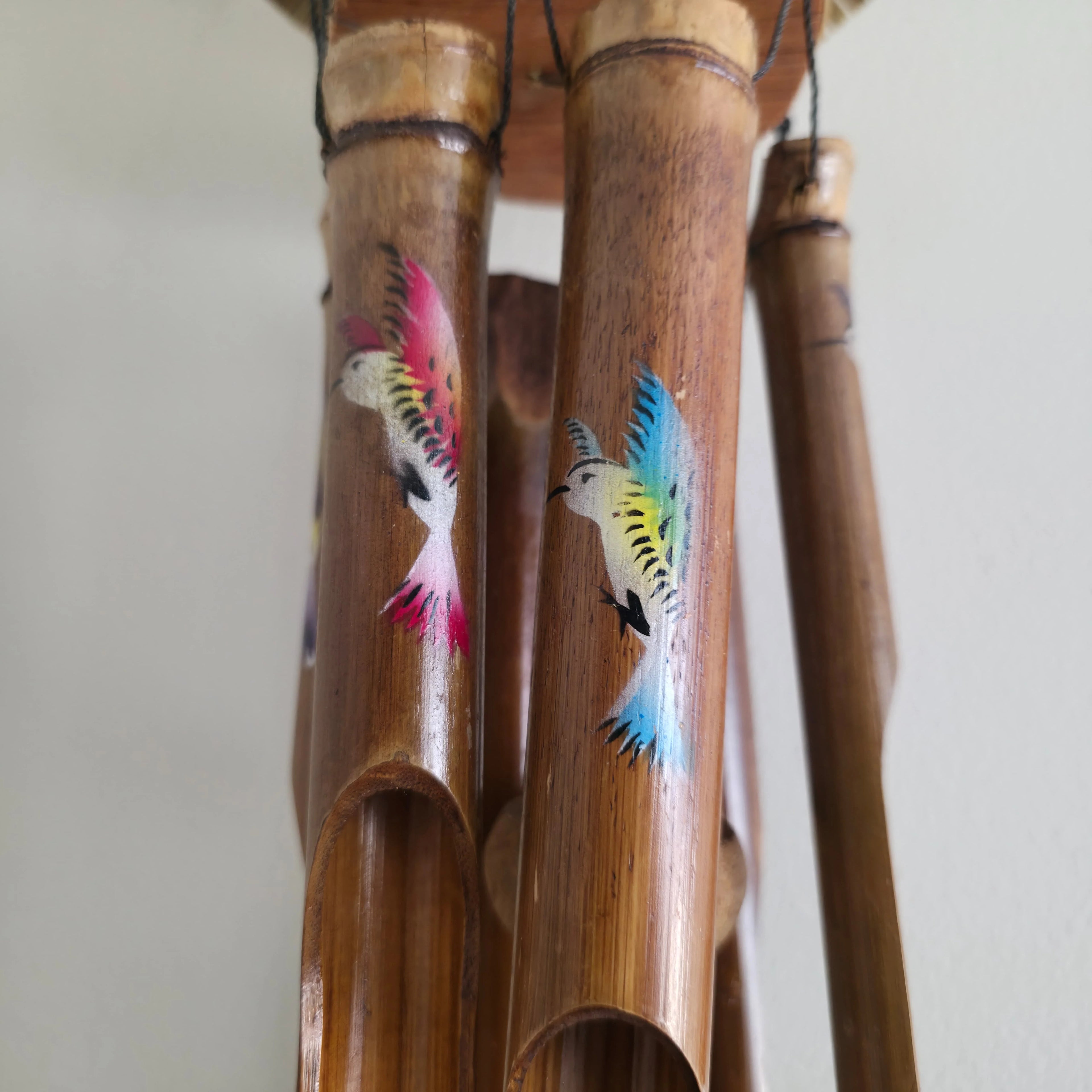Painted Hummingbird Birdhouse Bamboo Wind Chime