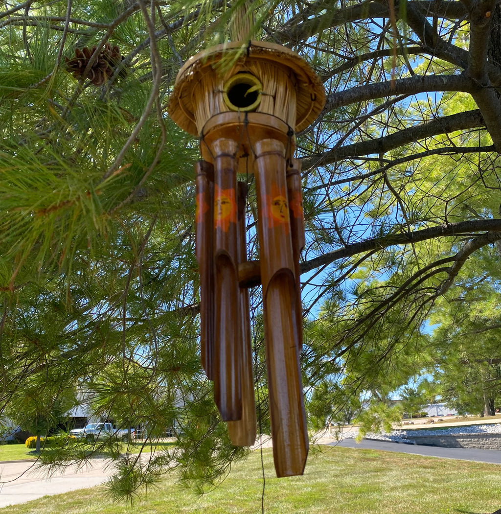 Painted Sunshine Birdhouse Bamboo Wind Chime