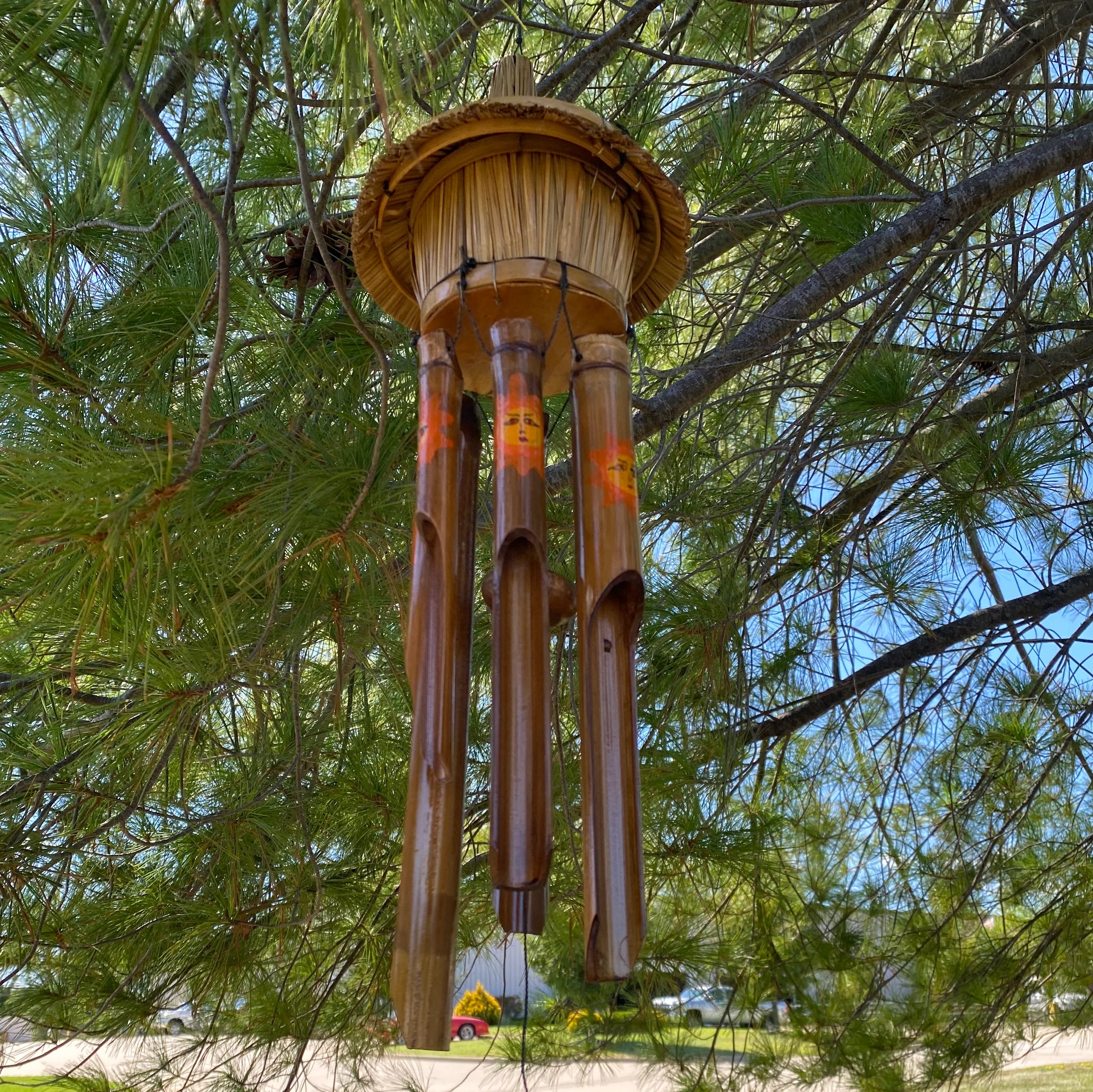 Painted Sunshine Birdhouse Bamboo Wind Chime