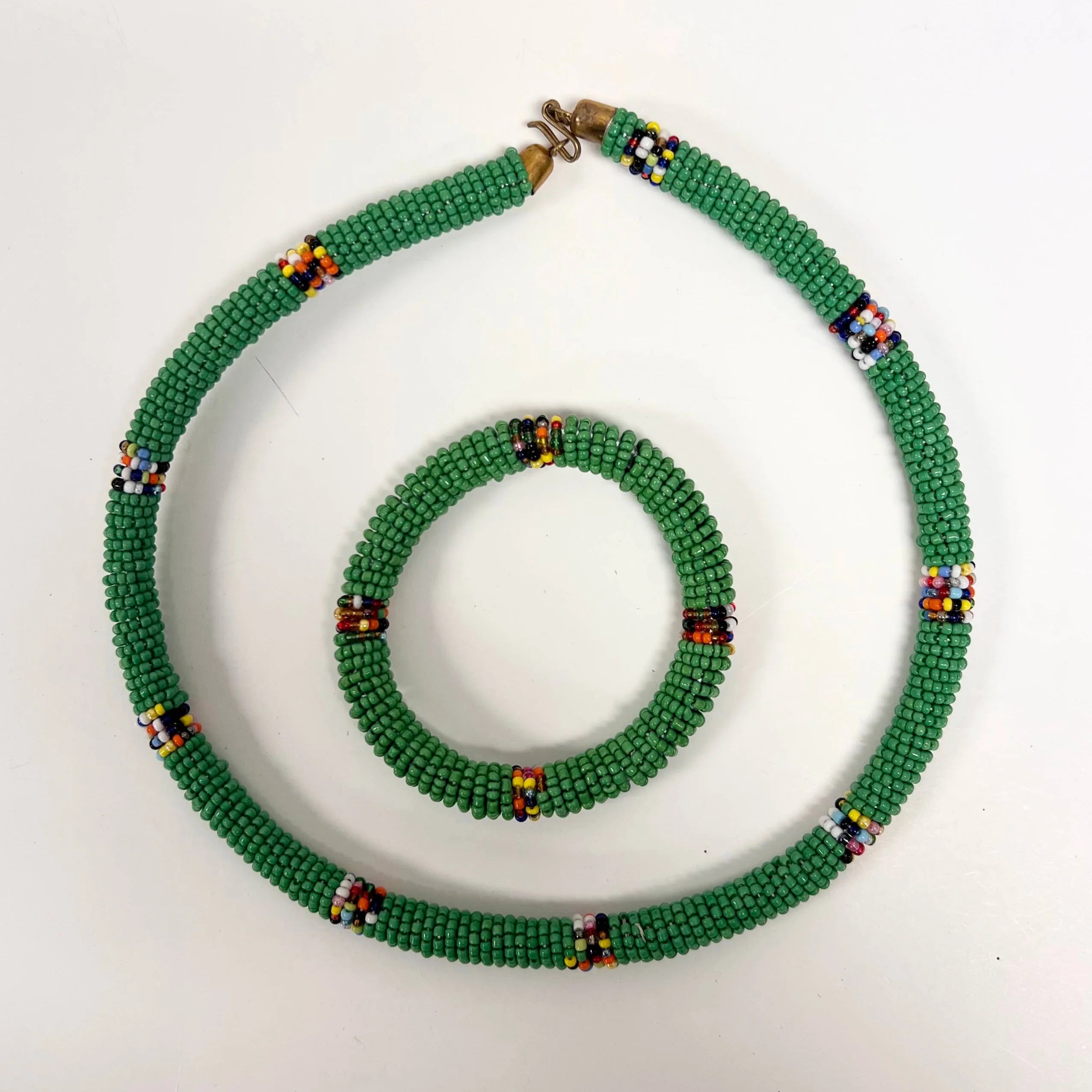 Maasai Beaded Necklace and Bracelet Set