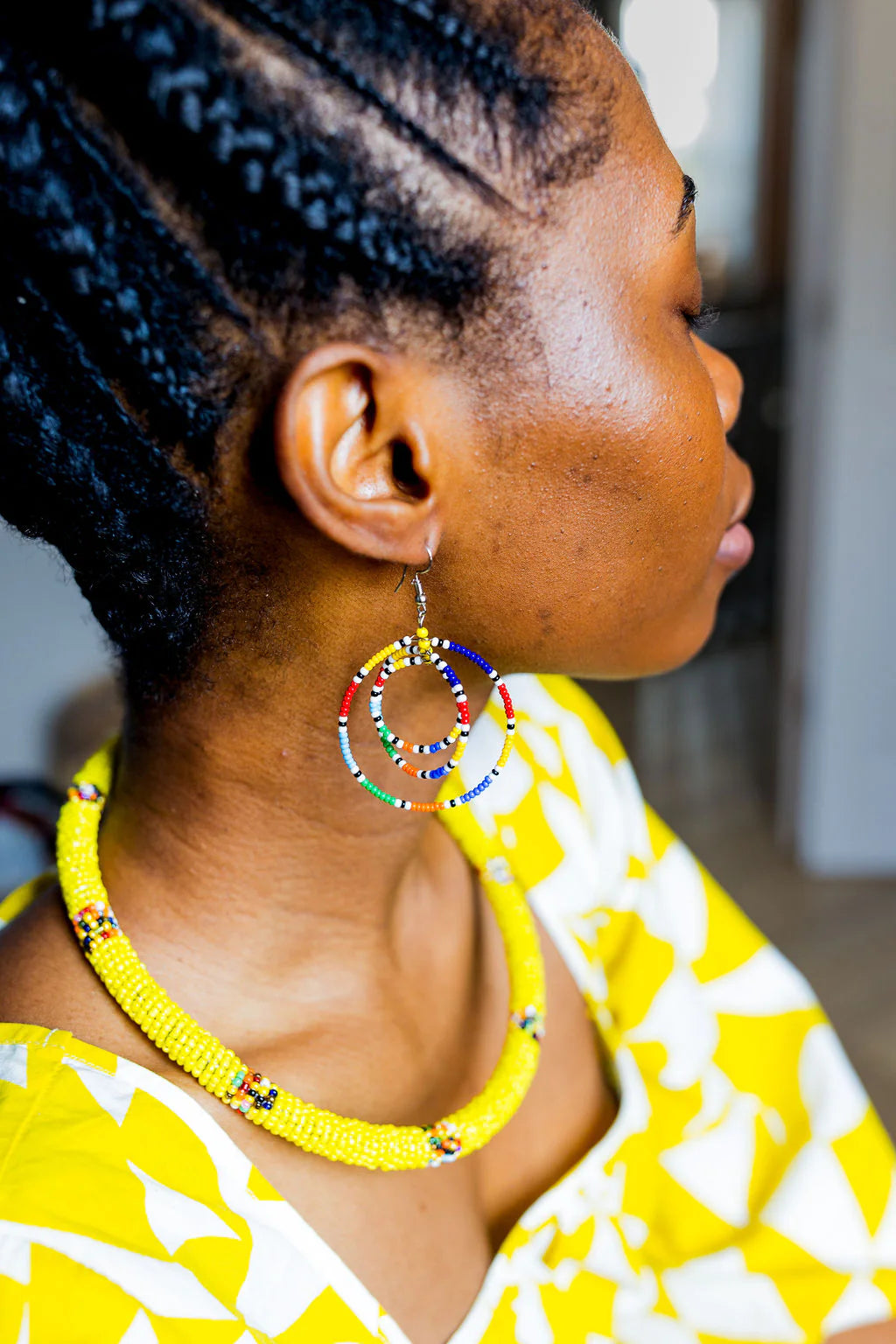 Beaded Hoop Earrings, Set of 6