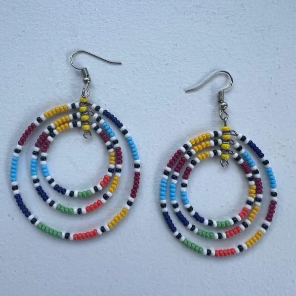 Beaded Hoop Earrings, Set of 6