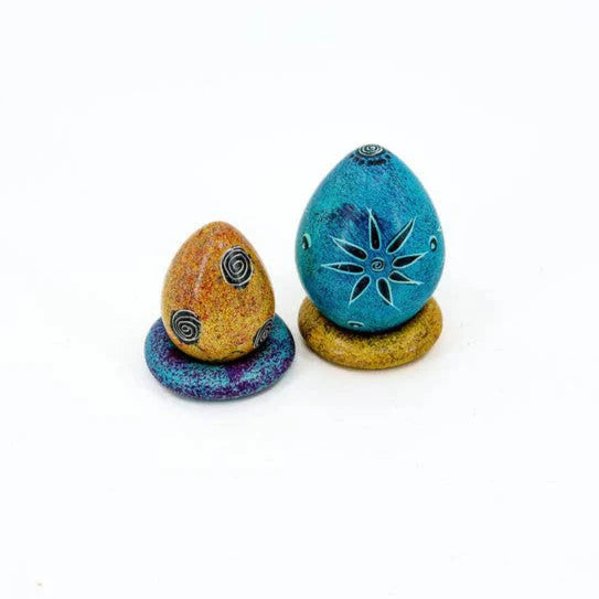 Soapstone Geometric Egg Figurine