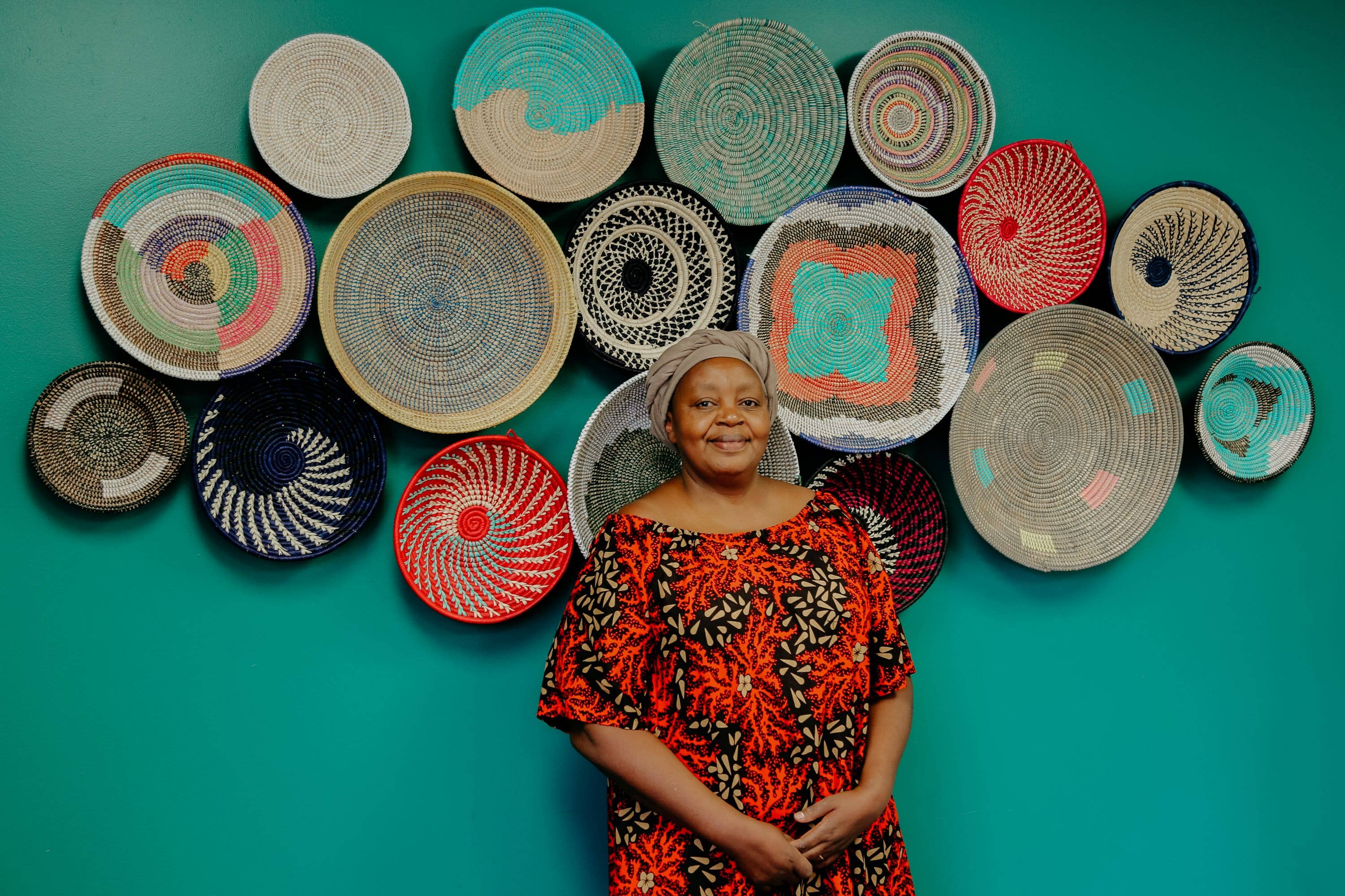 Handwoven African Sweetgrass Basket – Multicolor