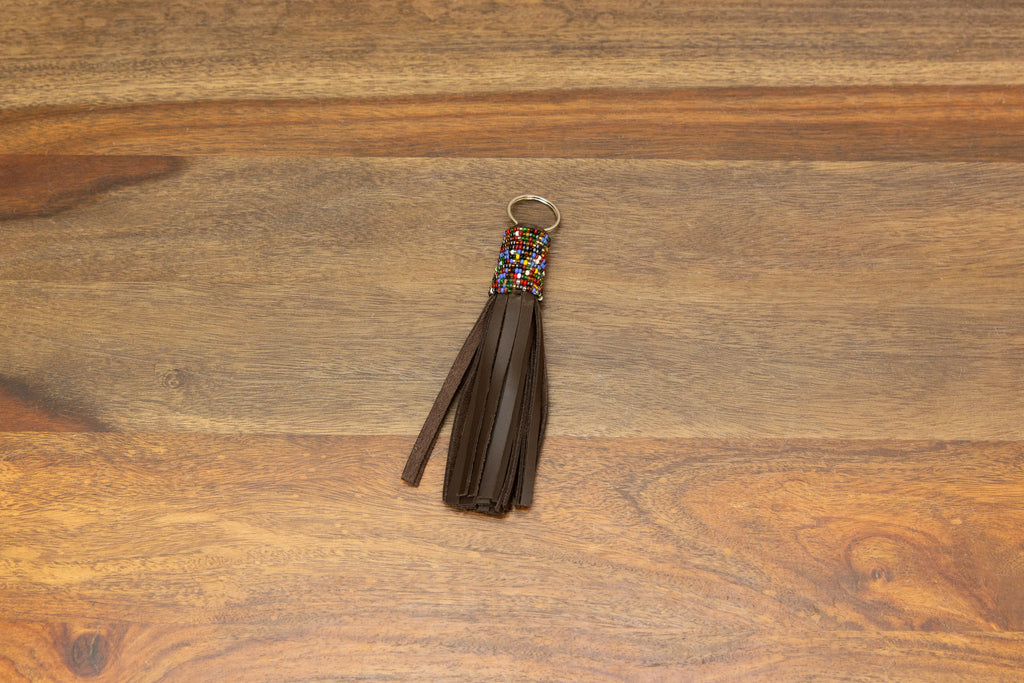 Beaded Leather Keychains, Set of 6