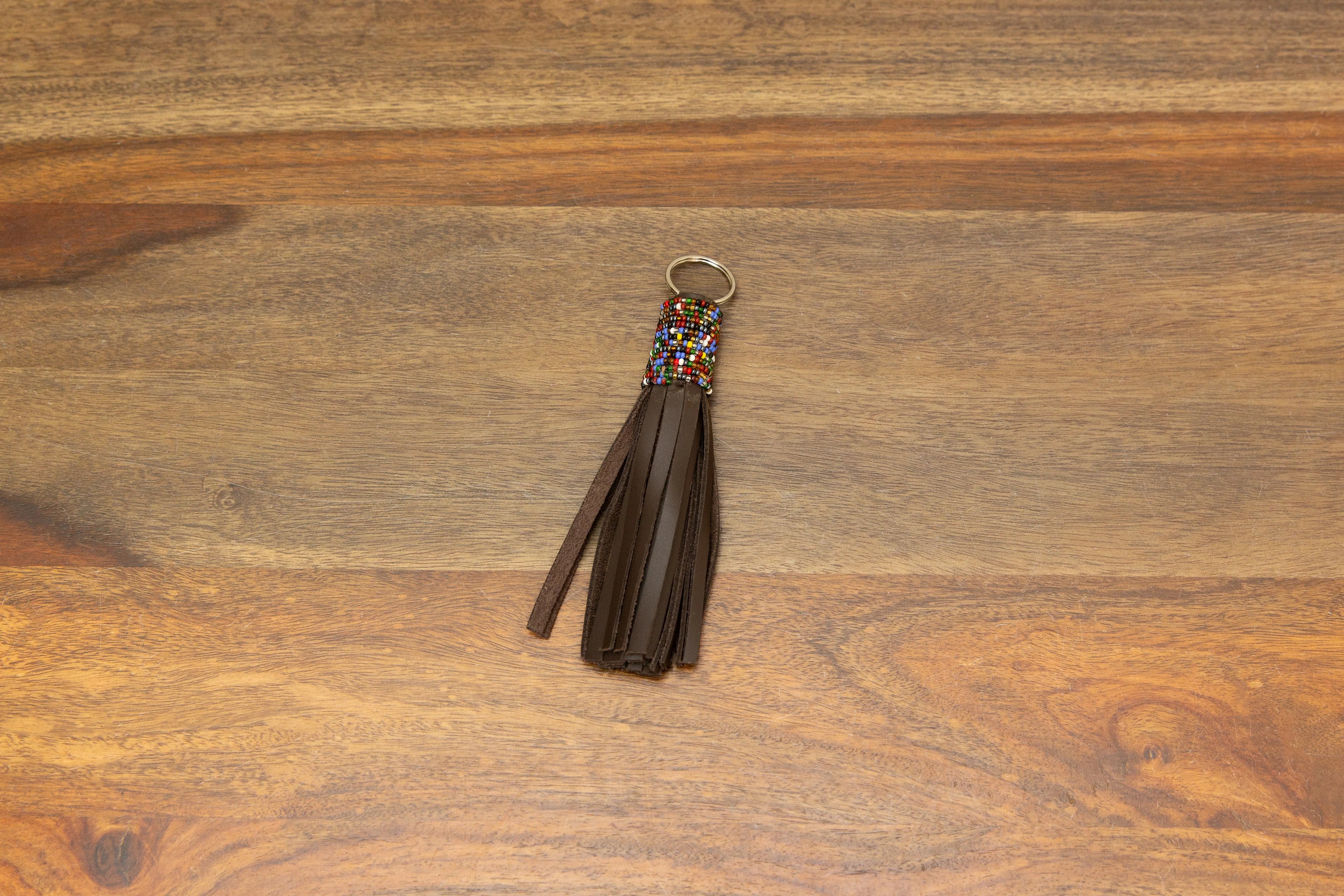 Beaded Leather Keychains, Set of 6