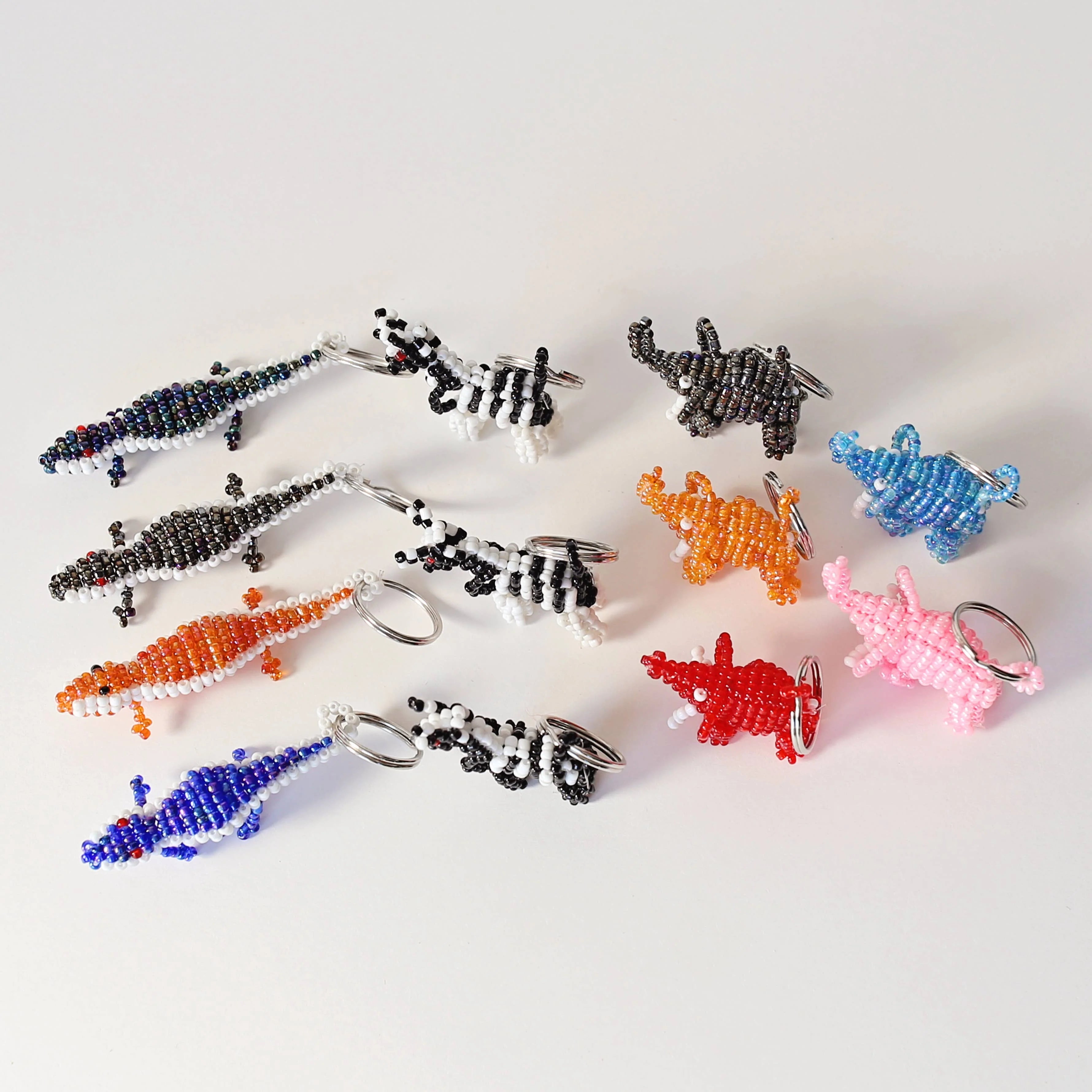 Safari Animal Beaded Keychain, Set of 12