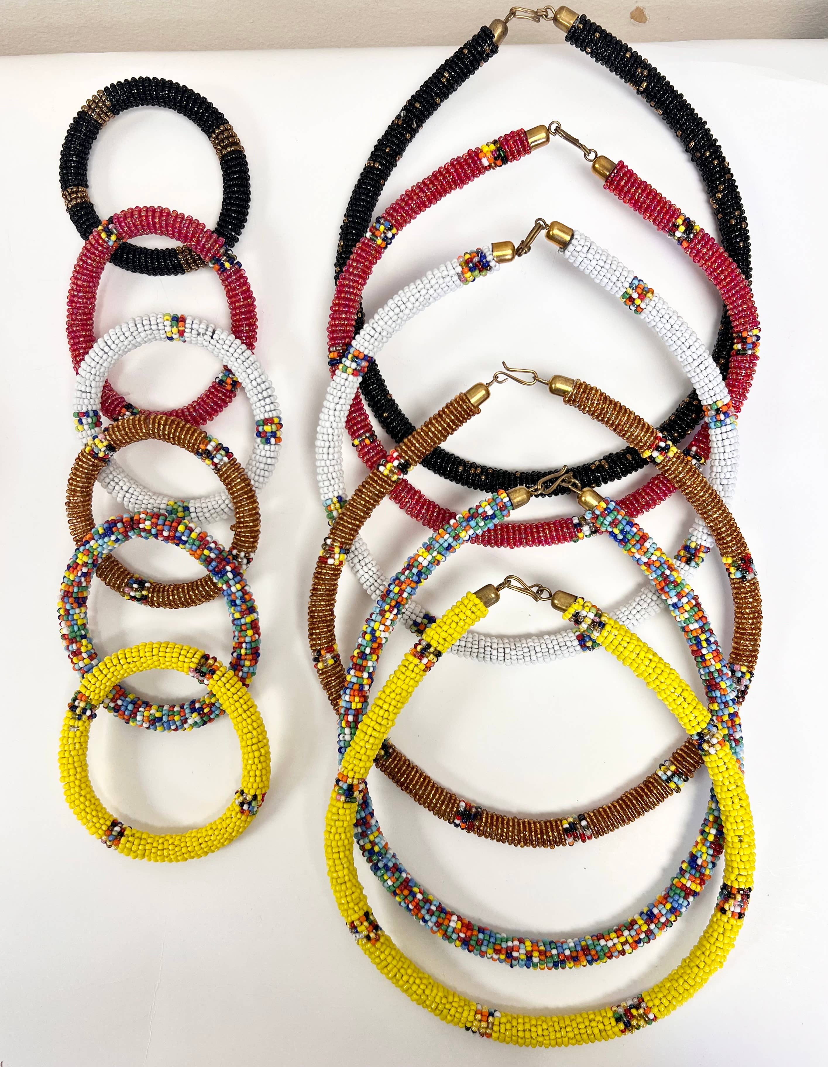 Maasai Beaded Necklace and Bracelet Set