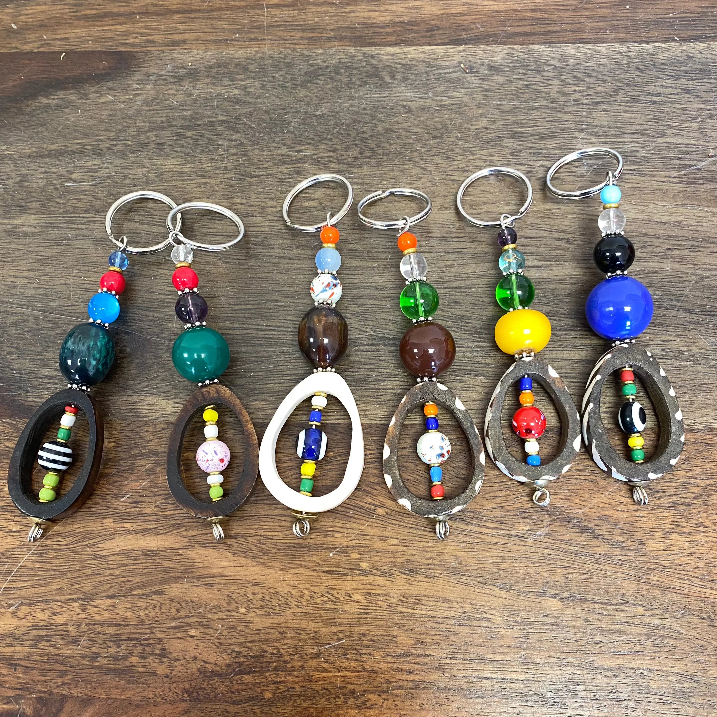 Bone & Bead Keychain, Set of 6