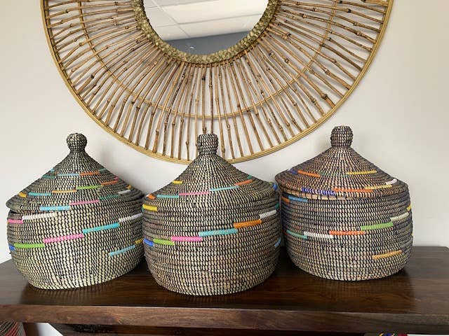 Lidded Basket, sweet grass, small