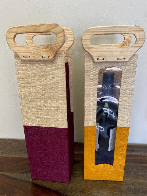 Wine Tote Carrier, Raffia