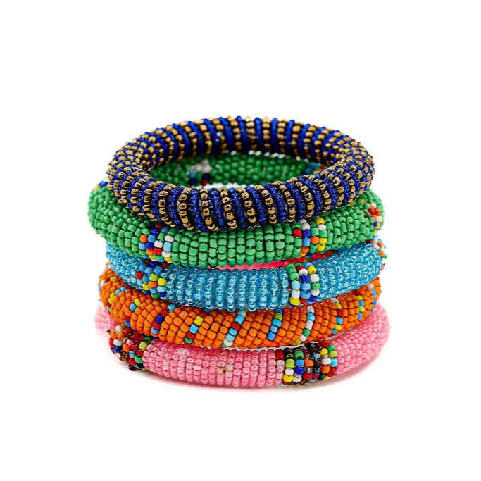Maasai Beaded Bracelet Stack, Set of 12