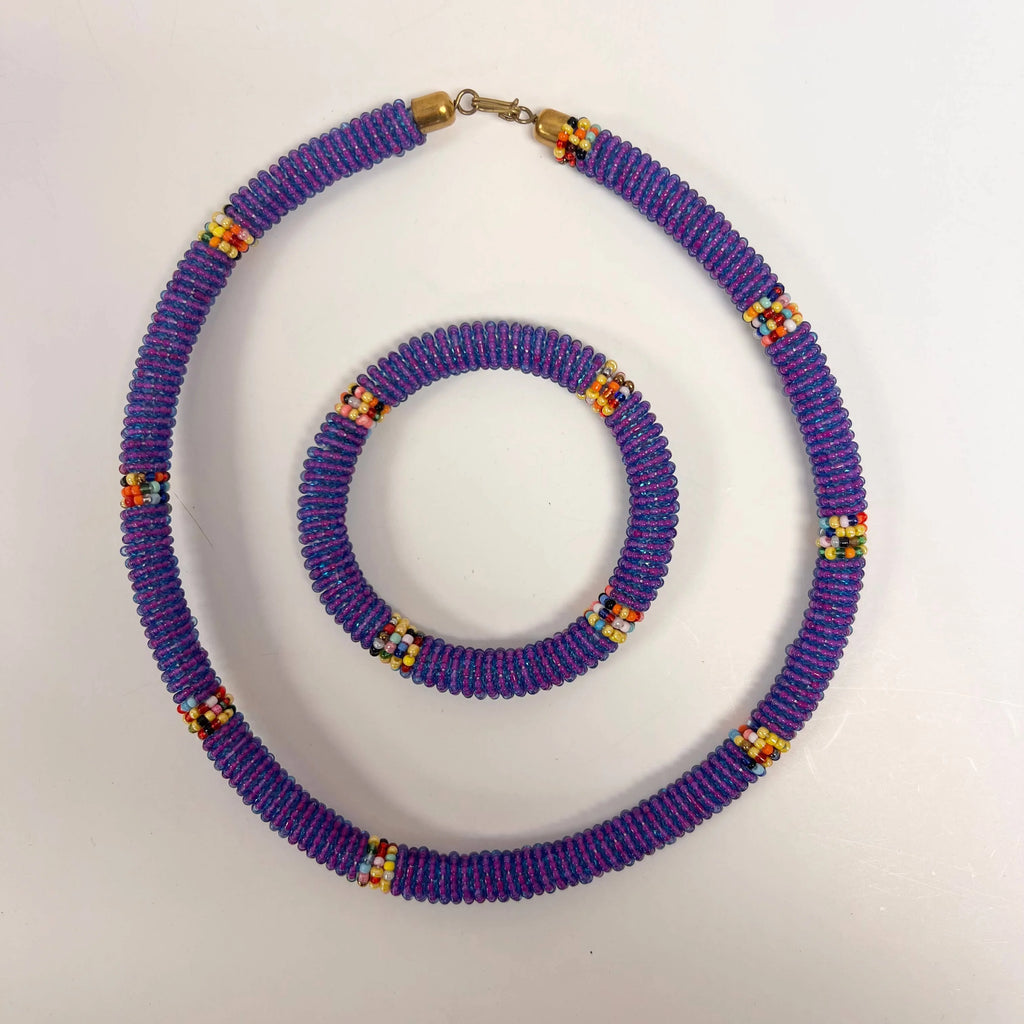Maasai Beaded Necklace and Bracelet Set