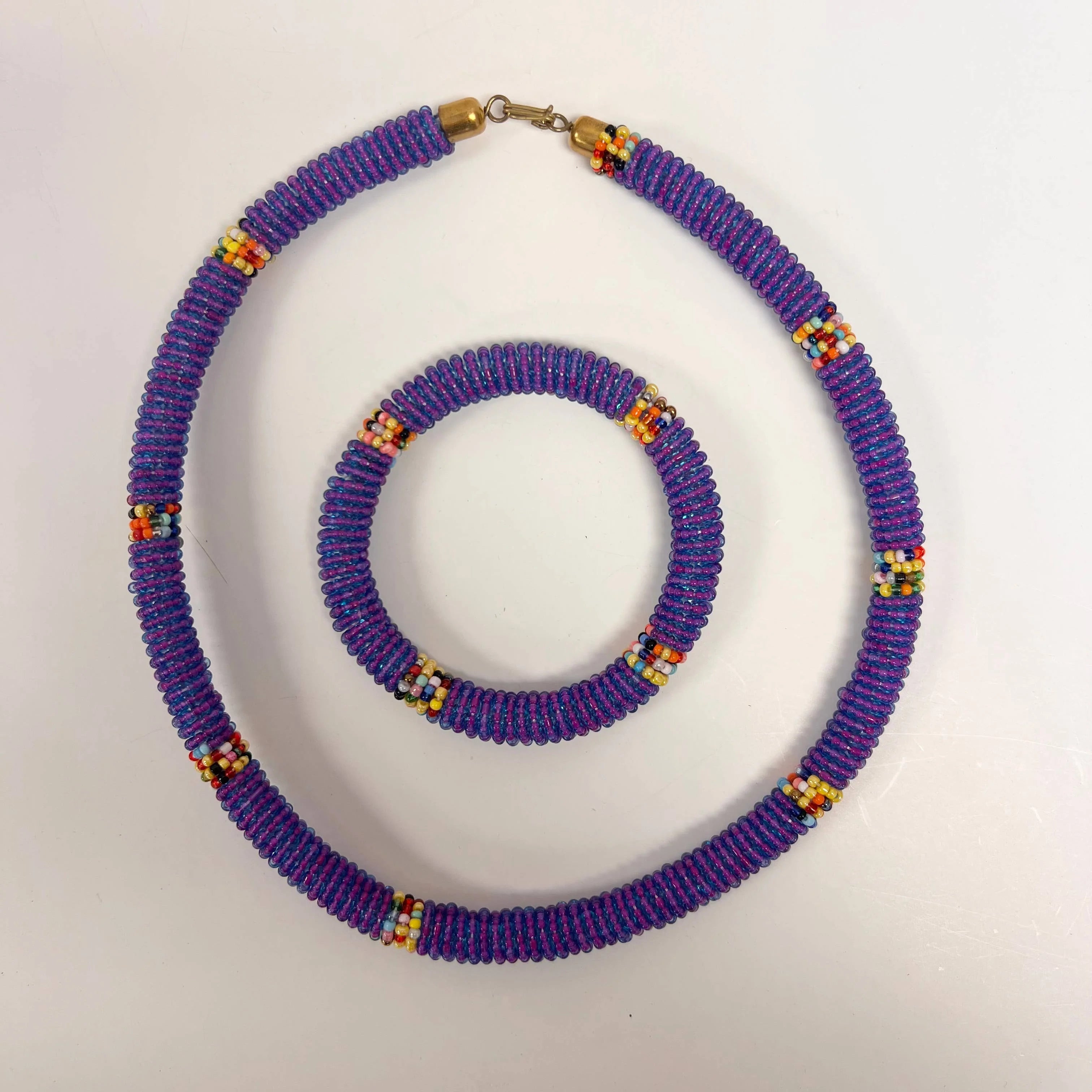 Maasai Beaded Necklace and Bracelet Set