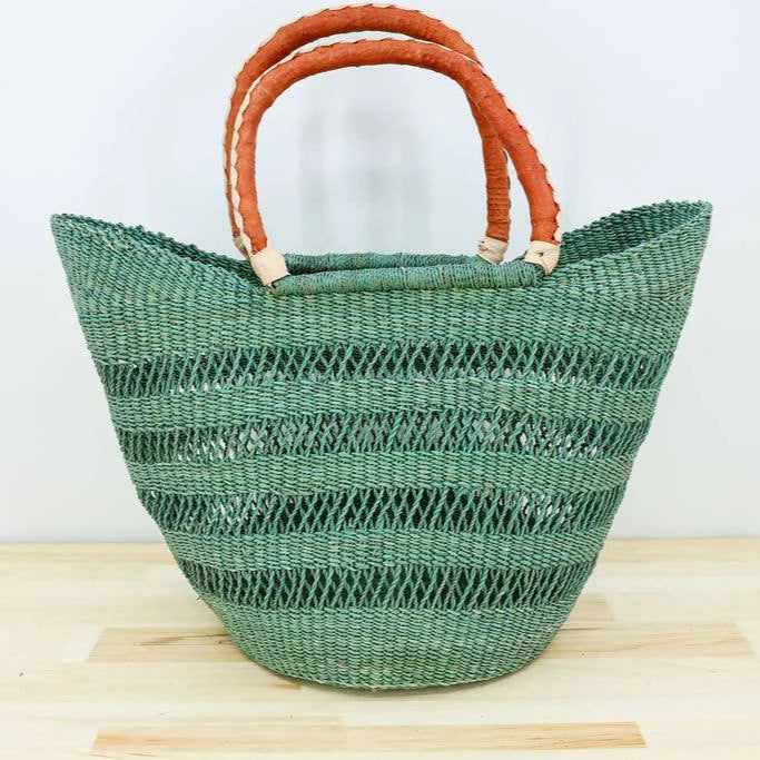 U-Shopper Tote Basket Bag, Solid Open weave