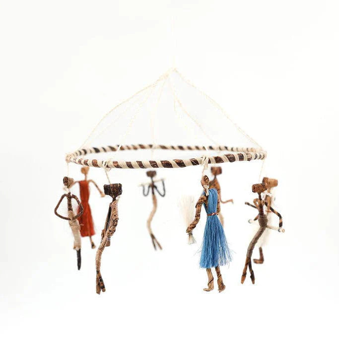 Handmade Banana Leaf & Sisal Dancer Mobile
