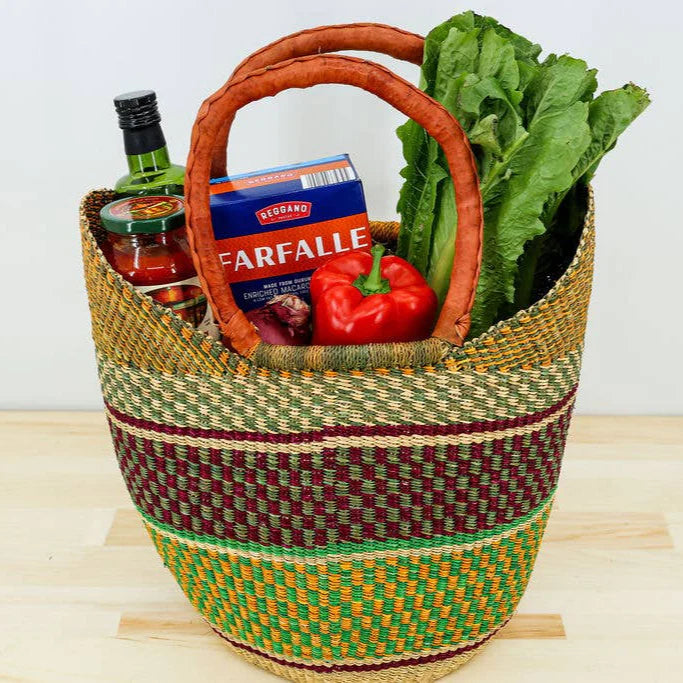 U-Shopper Tote Basket Bag, Multi-Color