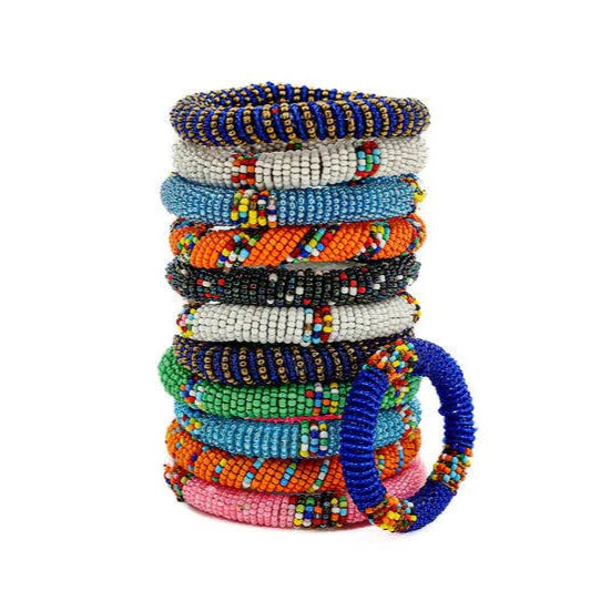 Maasai Beaded Bracelet Stack, Set of 12