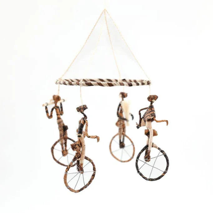 Handmade Banana Leaf & Sisal Unicycle Mobile