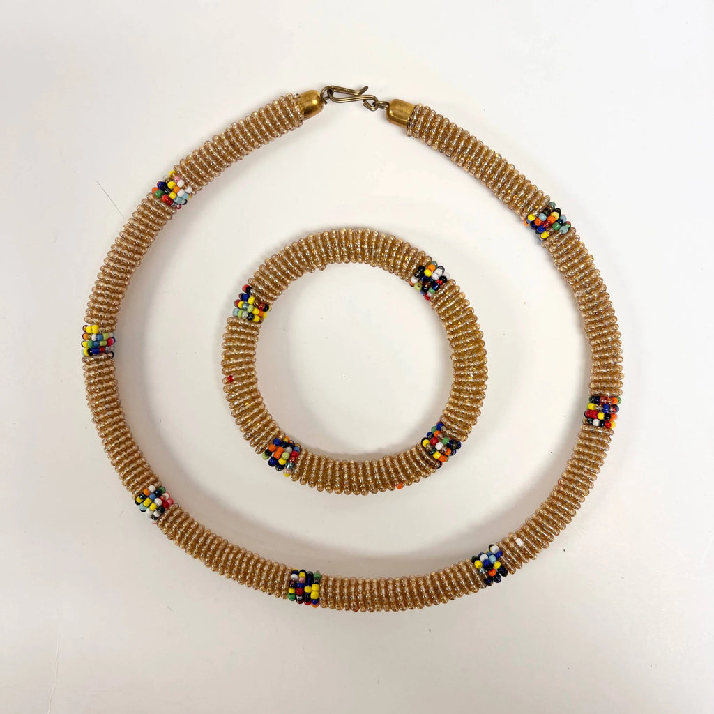 Maasai Beaded Necklace and Bracelet Set