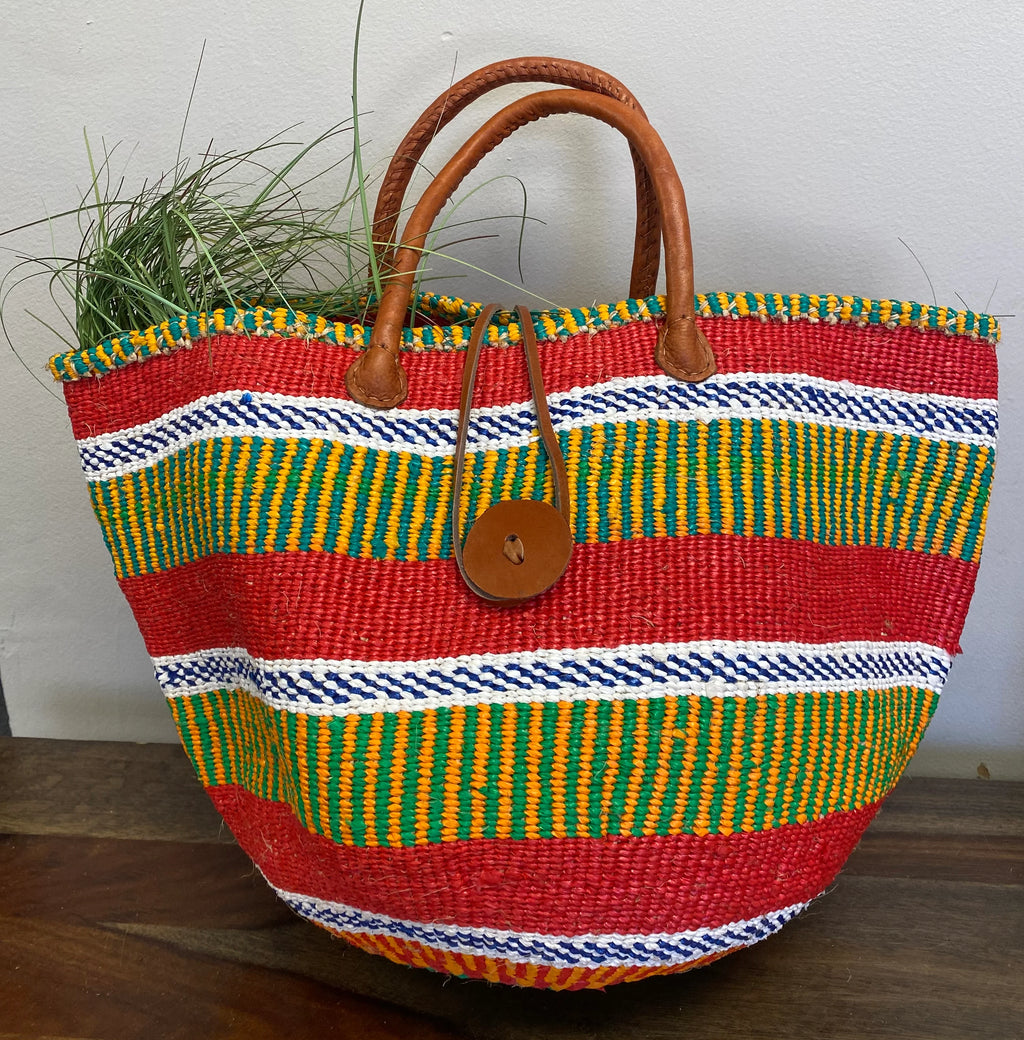 Recycled Plastic and Sisal Open Tote Bag