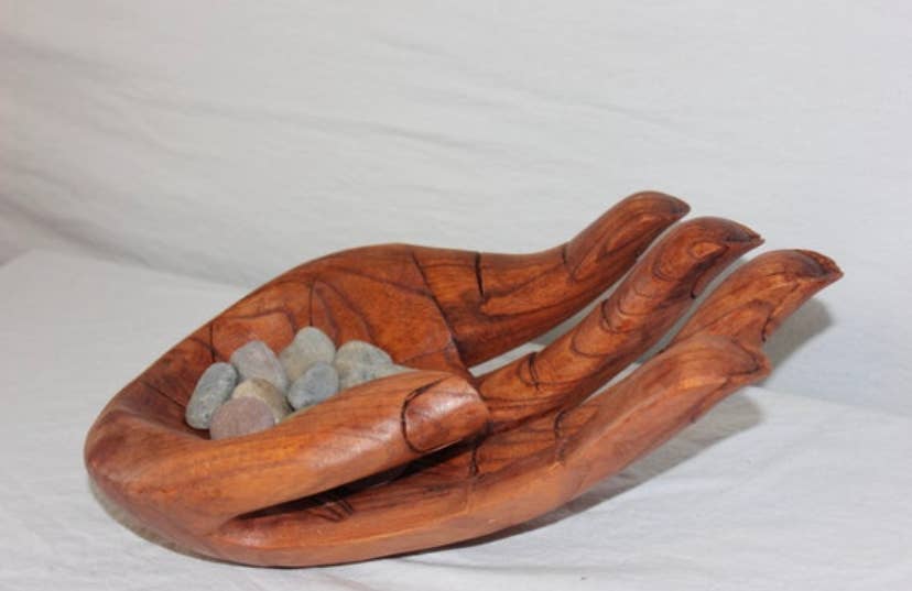 Single Wooden Helping Hands Bowl
