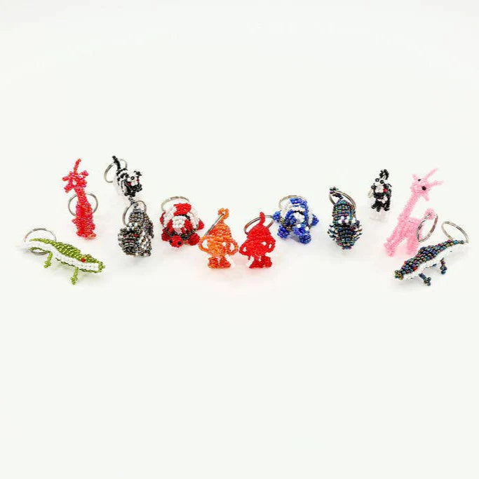 Safari Animal Beaded Keychain, Set of 12